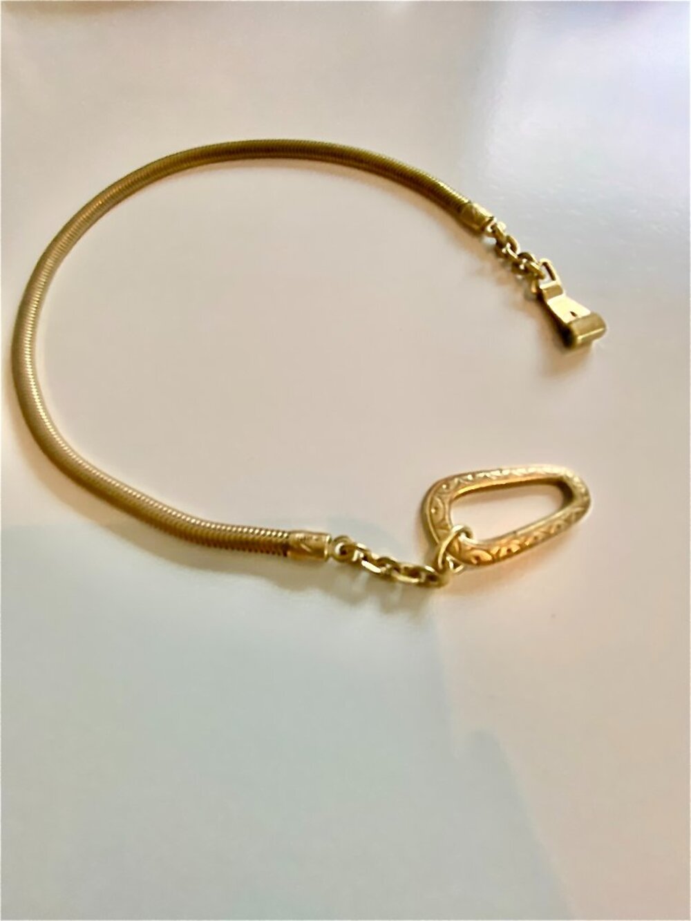 Art Deco Vintage Gold Tone Pocket Watch Chain Snake Chain